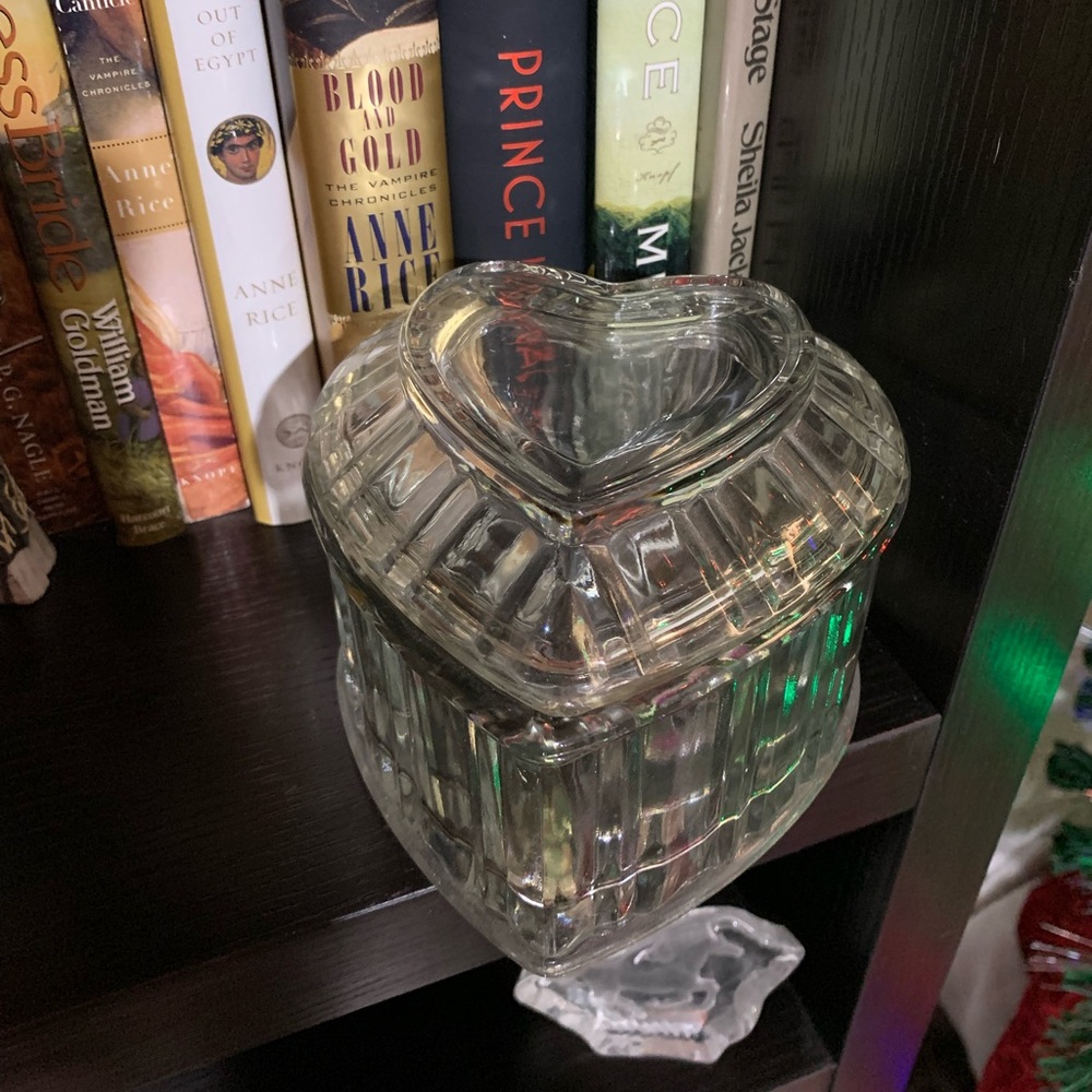 Vintage Heart Shaped Glass Jar